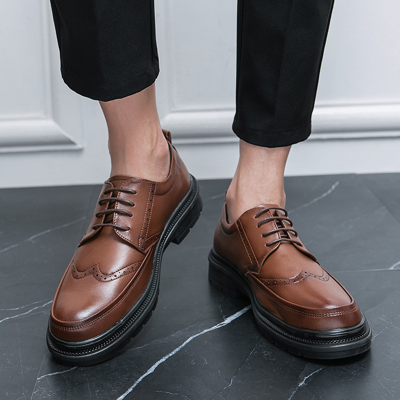 Men's Casual Leather Shoes Comfortable and Durable Cowhide Shoes Business Style